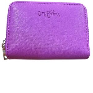 Em John Mini Leather Zip-Around Card Wallet Purple RFID Accordion Card Holder